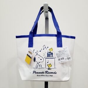 NWT Japan Peanuts Snoopy Mini Tote Bag Blue Music